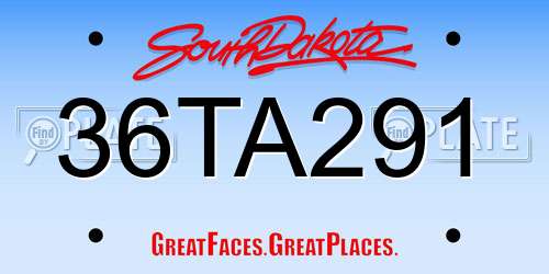 36TA291 South Dakota License Plate