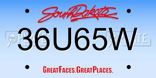 36U65W South Dakota License Plate