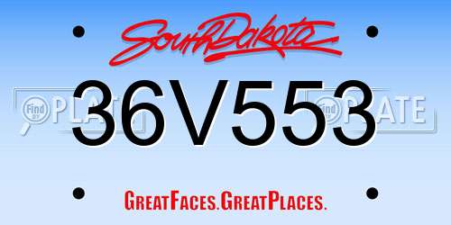 36V553 South Dakota License Plate