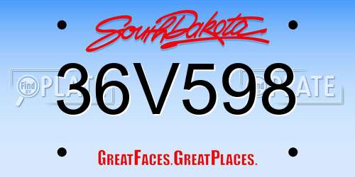 36V598 South Dakota License Plate
