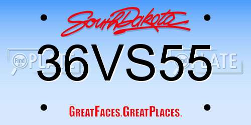 36VS55 South Dakota License Plate