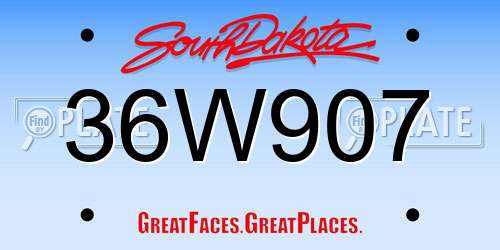 36W907 South Dakota License Plate