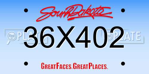 36X402 South Dakota License Plate