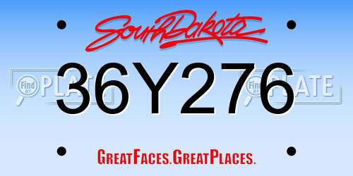 36Y276 South Dakota License Plate
