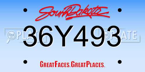 36Y493 South Dakota License Plate