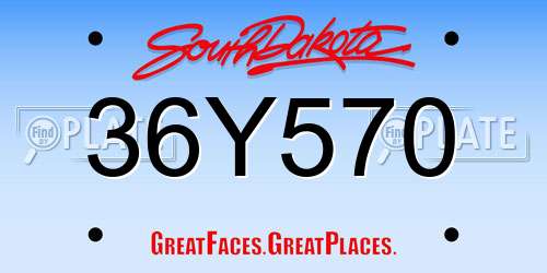 36Y570 South Dakota License Plate