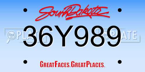 36Y989 South Dakota License Plate
