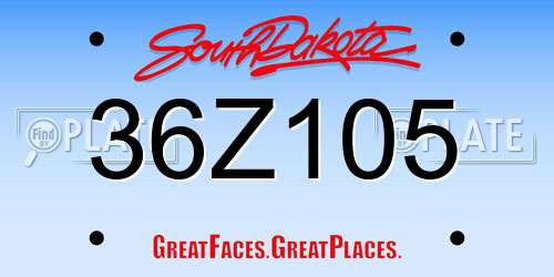 36Z105 South Dakota License Plate