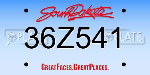 36Z541 South Dakota License Plate