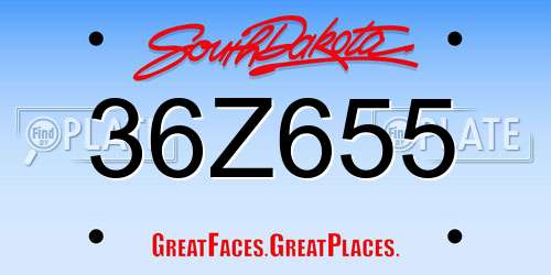 36Z655 South Dakota License Plate