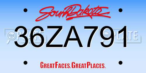 36ZA791 South Dakota License Plate