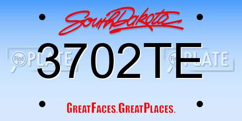 3702TE South Dakota License Plate