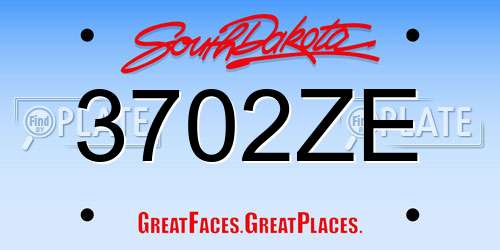 3702ZE South Dakota License Plate