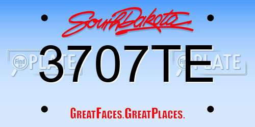3707TE South Dakota License Plate