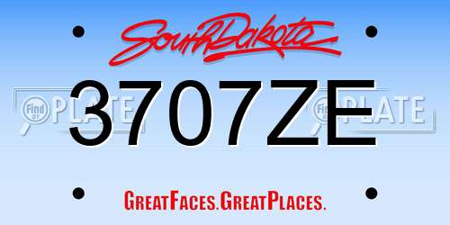 3707ZE South Dakota License Plate