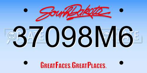 37098M6 South Dakota License Plate