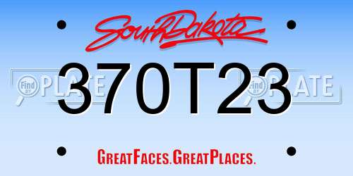 370T23 South Dakota License Plate