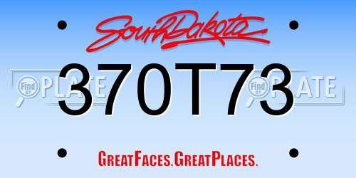370T73 South Dakota License Plate