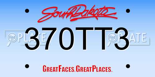 370TT3 South Dakota License Plate