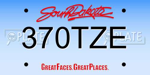 370TZE South Dakota License Plate