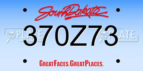 370Z73 South Dakota License Plate