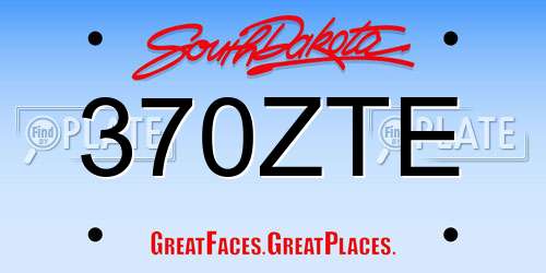 370ZTE South Dakota License Plate