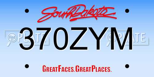 370ZYM South Dakota License Plate