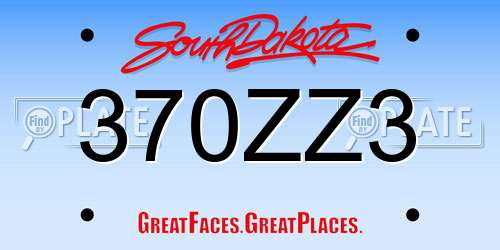 370ZZ3 South Dakota License Plate