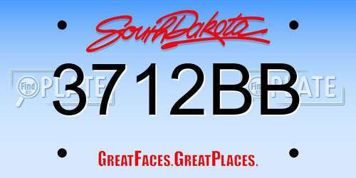 3712BB South Dakota License Plate