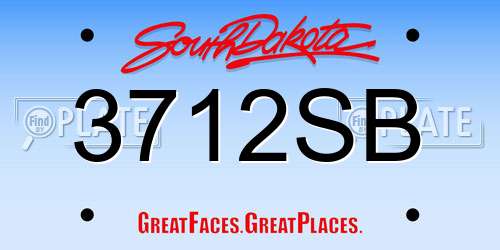 3712SB South Dakota License Plate