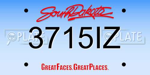 3715IZ South Dakota License Plate