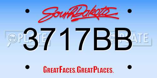 3717BB South Dakota License Plate