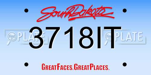 3718IT South Dakota License Plate