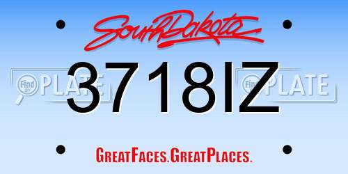 3718IZ South Dakota License Plate