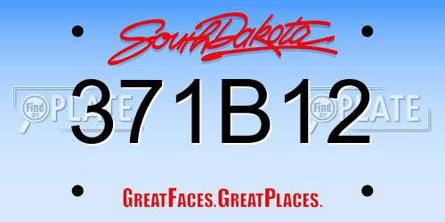 371B12 South Dakota License Plate