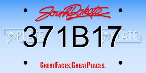 371B17 South Dakota License Plate