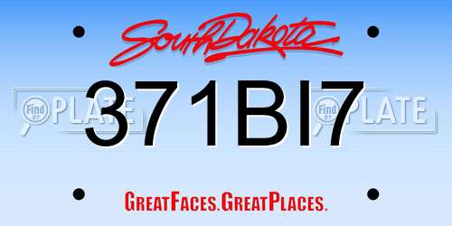 371BI7 South Dakota License Plate
