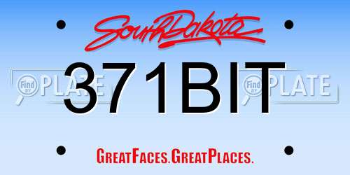 371BIT South Dakota License Plate