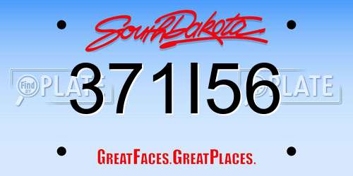 371I56 South Dakota License Plate