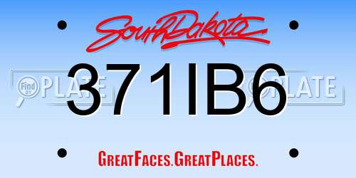 371IB6 South Dakota License Plate