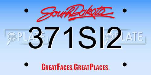 371SI2 South Dakota License Plate