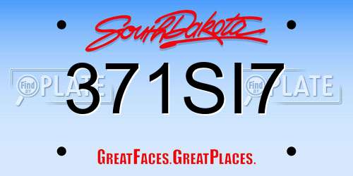 371SI7 South Dakota License Plate