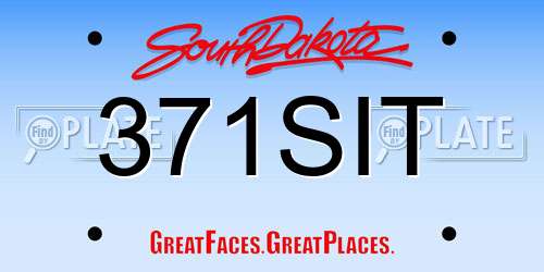371SIT South Dakota License Plate