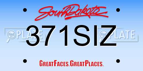 371SIZ South Dakota License Plate