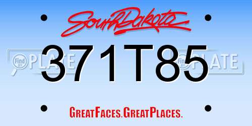 371T85 South Dakota License Plate