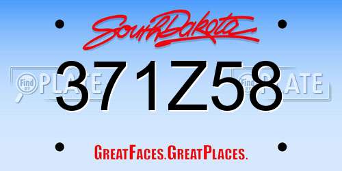371Z58 South Dakota License Plate