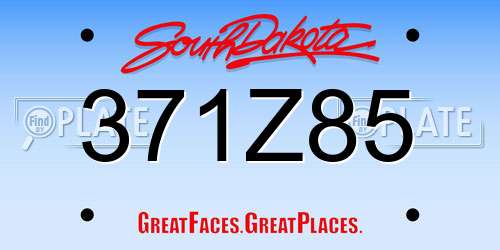371Z85 South Dakota License Plate