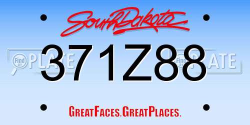 371Z88 South Dakota License Plate