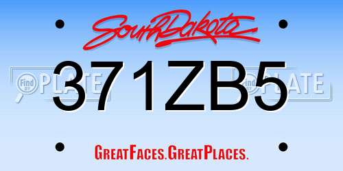 371ZB5 South Dakota License Plate