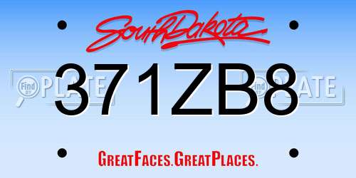 371ZB8 South Dakota License Plate